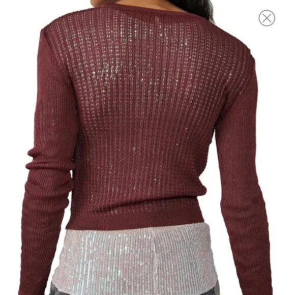 Free People Raw Garnet H2O Crew Pullover Sweater L NWT - Picture 4 of 4